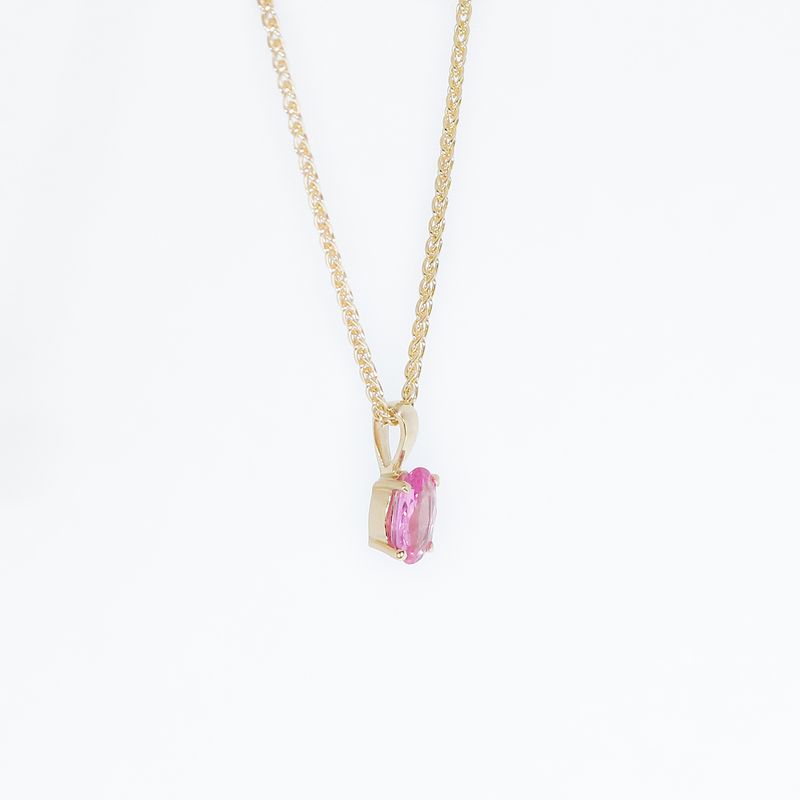 18ct Yellow Gold Pink Sapphire Claw Set Pendant