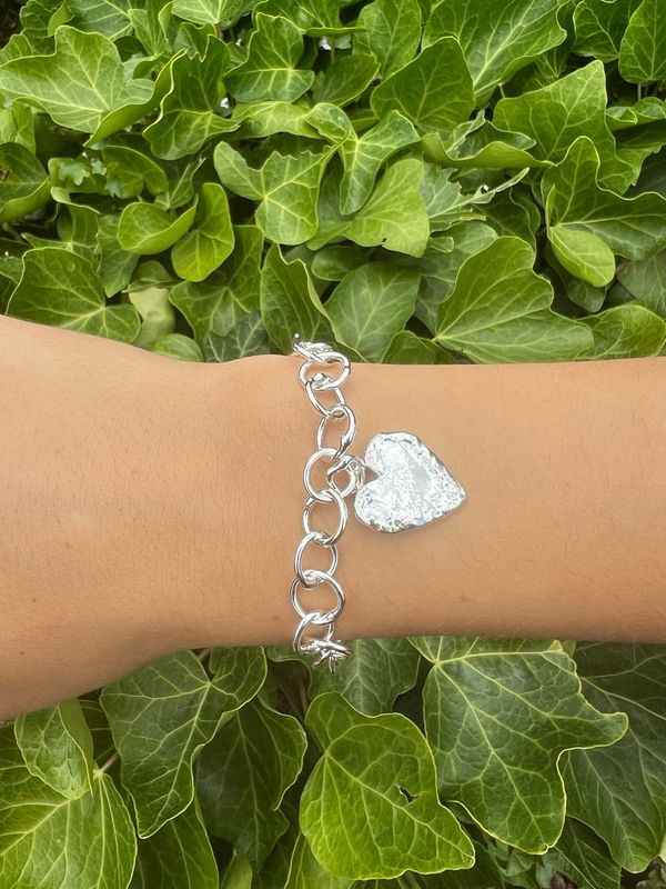 Silver Original Jane Watling Fine Fused Bracelet &amp; Heart Charm (23mm wide)