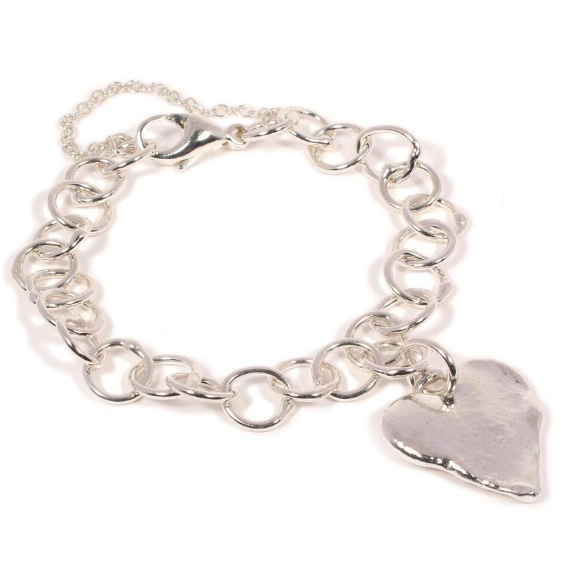 Silver Original Jane Watling Fine Fused Bracelet &amp; Heart Charm (23mm wide)