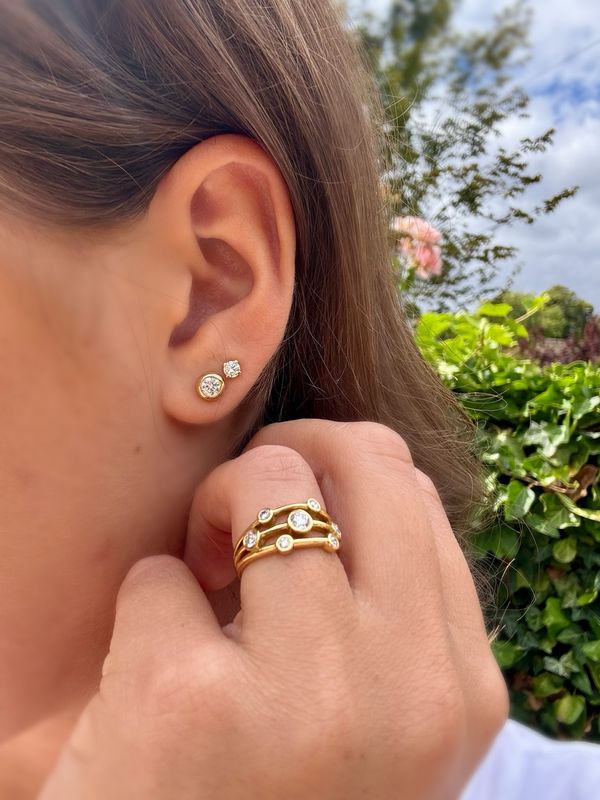18ct Gold Diamond Timeless Diamond Stud Earrings​