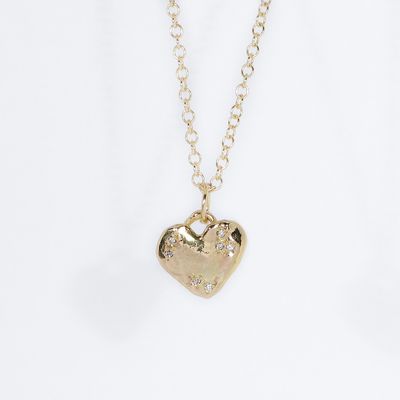 9ct Gold x7 Diamond Heart Pendant (15mm wide)