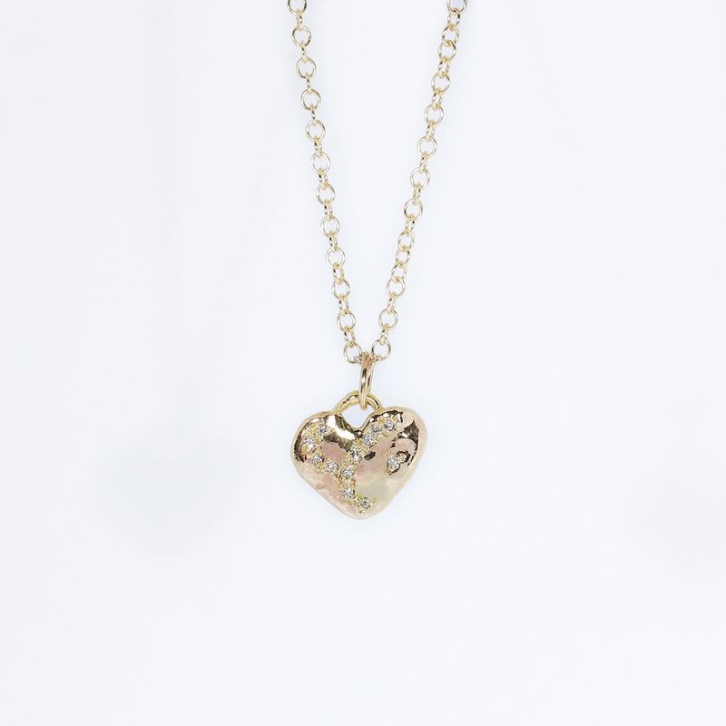 9ct Gold x12 Diamond Heart Pendant (15mm wide)