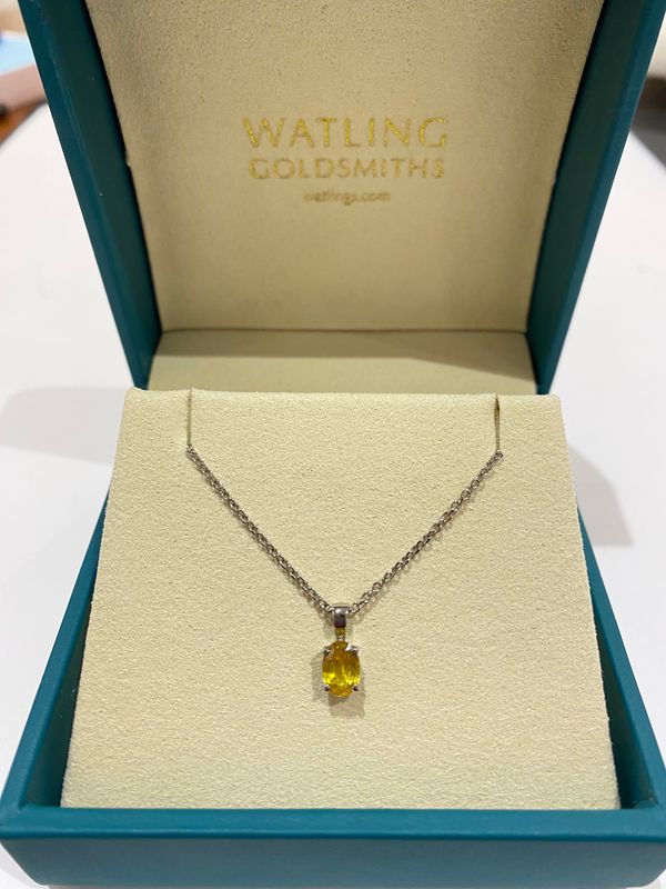Platinum Yellow Sapphire Claw Set Pendant