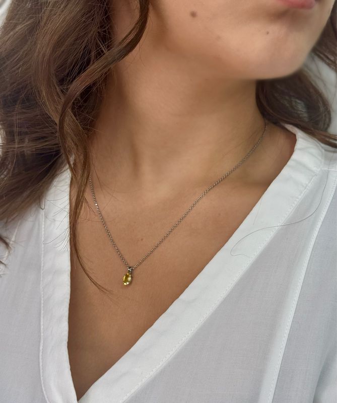 Platinum Yellow Sapphire Claw Set Pendant