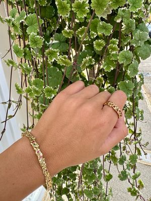 9ct Yellow Gold Ruby Filigree Bangle