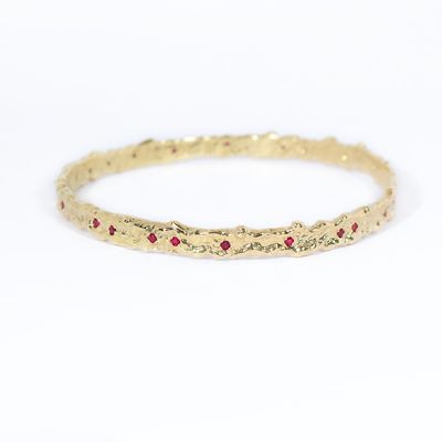 9ct Yellow Gold Ruby Filigree Bangle