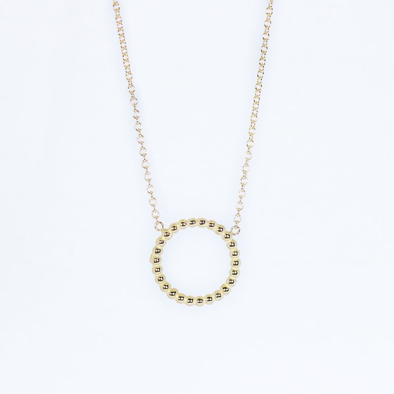 9ct Yellow Gold Beaded Circle Necklace