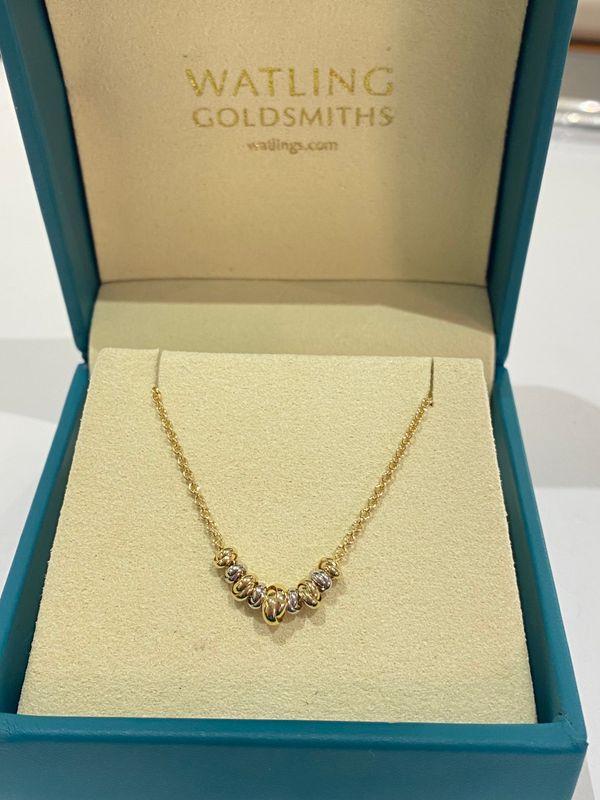9ct Yellow &amp; White Gold Love Knot Necklace