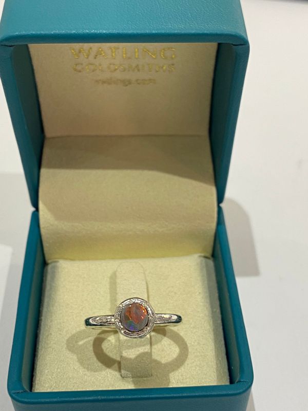 Silver Black Opal Tutti Fruiti Ring