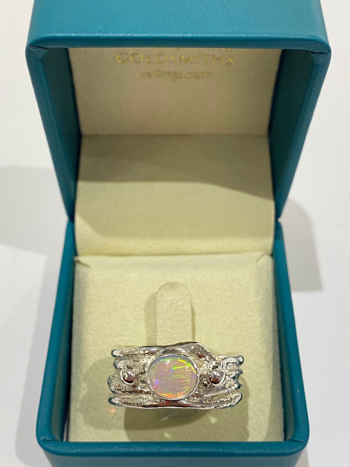 Silver Crystal Opal Cyclone 4 Ring