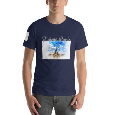 I love Paris - Short-Sleeve Unisex T-Shirt with RD label print on the arm