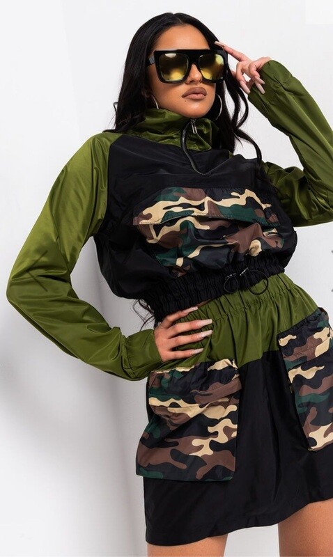 Camo Sweatshirt and Sweatskirt Set