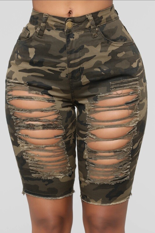 Camo Cut Out Shorts