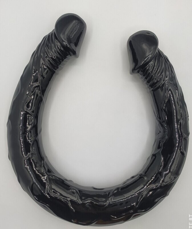 DILDO A VENTOSA - FLEXI IPERREALISTICO - FALLO IN SILICONE NERO DOPPIA TESTA DOPPIA PENETRAZIONE