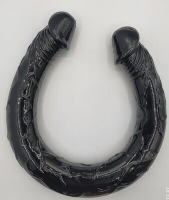 DILDO A VENTOSA - FLEXI IPERREALISTICO - FALLO IN SILICONE NERO DOPPIA TESTA DOPPIA PENETRAZIONE