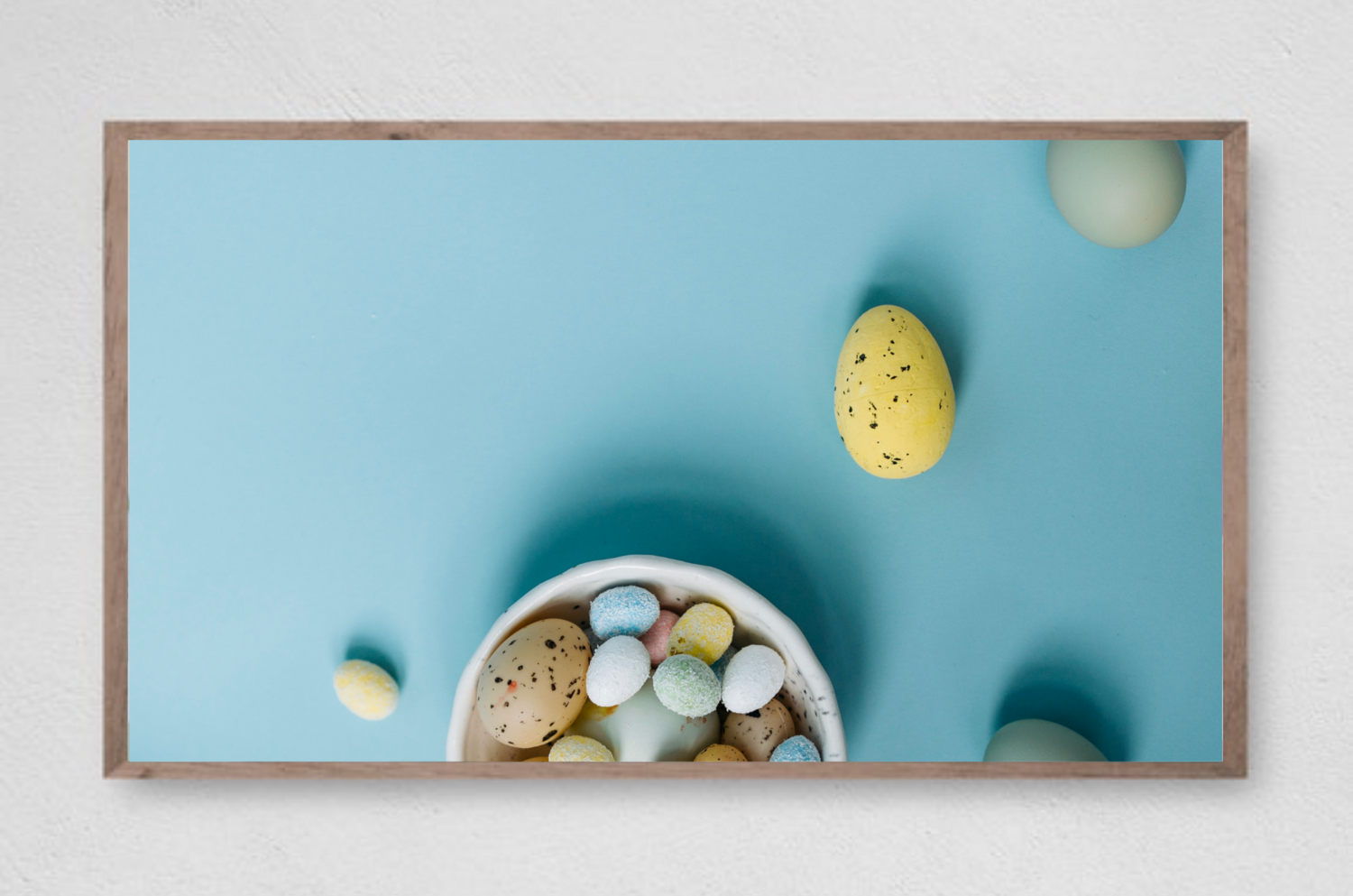 Samsung Frame TV Art, Blue Colored Easter Egg Art, Instant Download