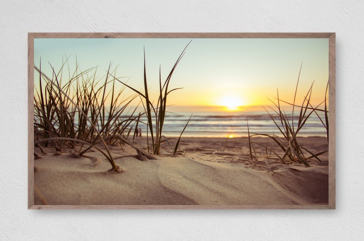 Samsung Frame TV Art, Ocean sunset With Grass Beach Instant Download