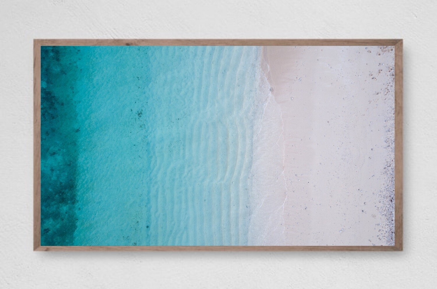Samsung Frame TV Art, Ocean Blue White Beach Instant Download