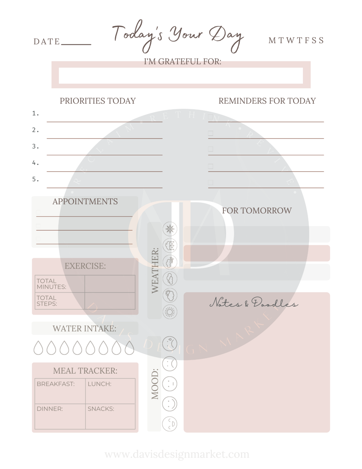 Daily Planner Digital Download