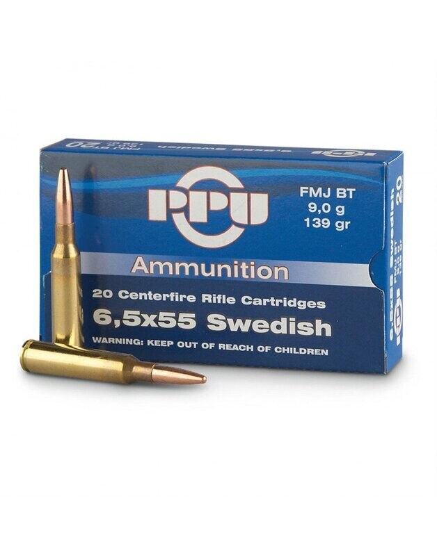 6.5X55 SWEDISH PPU FMJ BT 139gr X20