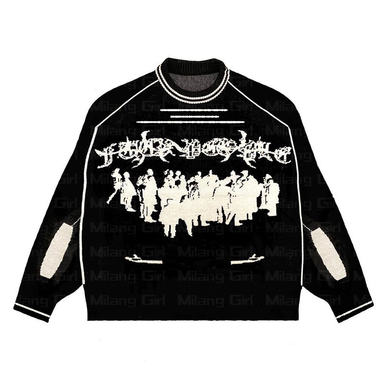 Black Hip Hop Streetwear Oversize Sweater