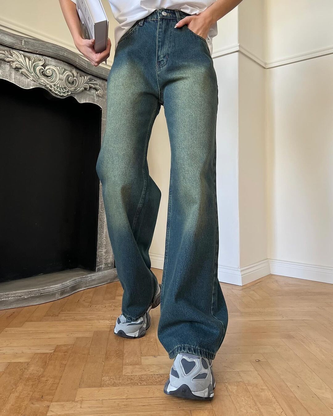 Yellow Tinted Baggy Straight Jeans