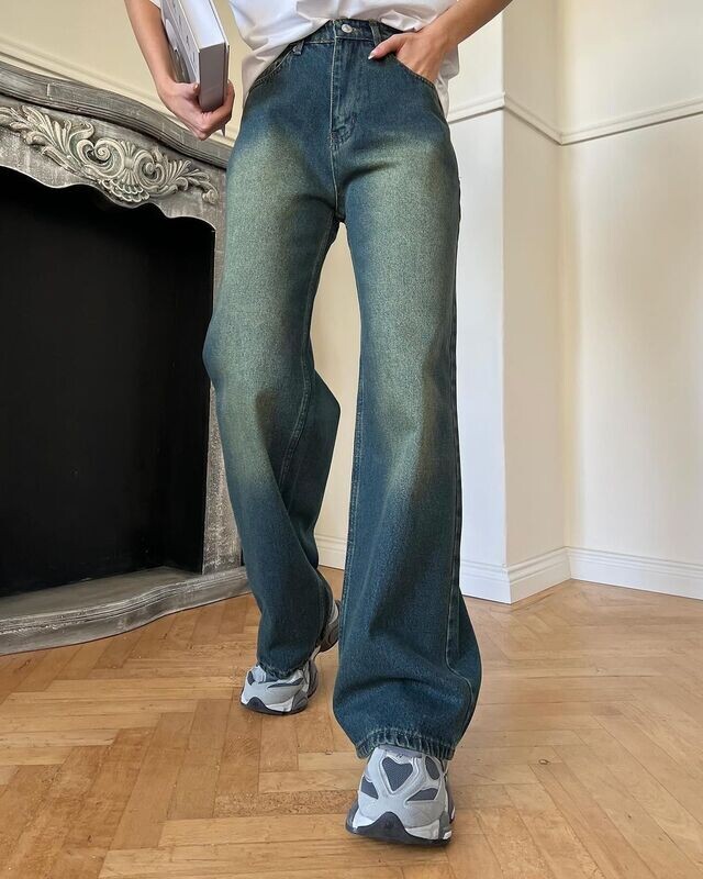 Yellow Tinted Baggy Straight Jeans