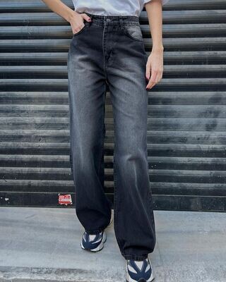 Fumed Black Baggy Straight Jeans