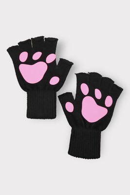 Pink Cutout Finger Paw Gloves