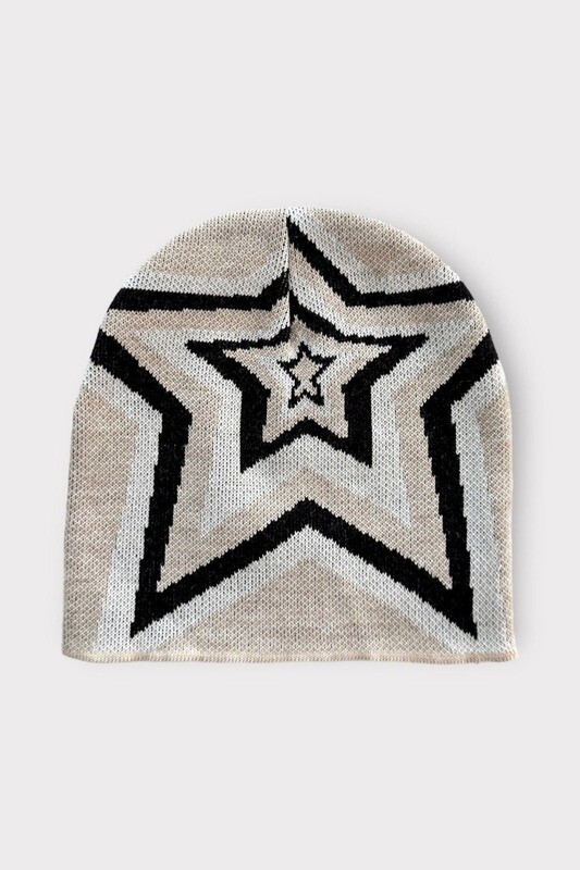 Beige Nested Stars Beanie