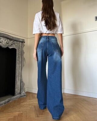 Blue Tinted Baggy Straight Jeans 