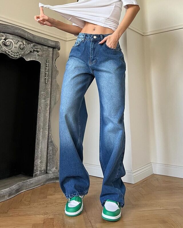 Blue Tinted Baggy Straight Jeans