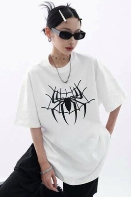White Unisex Spider Web T-Shirt