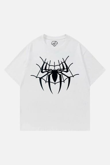 White Unisex Spider Web T-Shirt, Size: XS