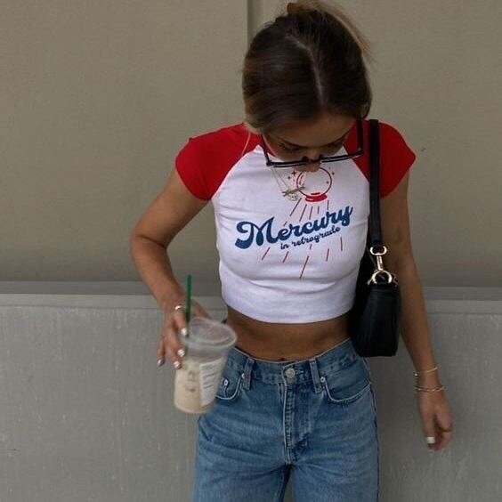Mercury Red Raglan Crop Top