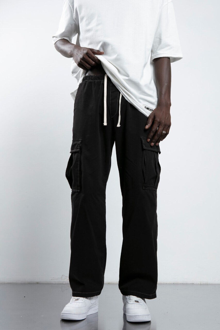 Black Baggy Cargo Pants, Size: S