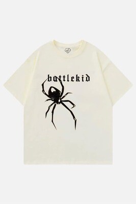 Beige Battlekid Spider Oversized Unisex Tshirt