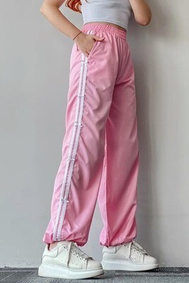 Pink Coquette Ribbon Side Stripe Trackpants