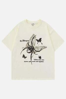 Beige Butterfly Spider Unisex Graphic Print T-Shirt
