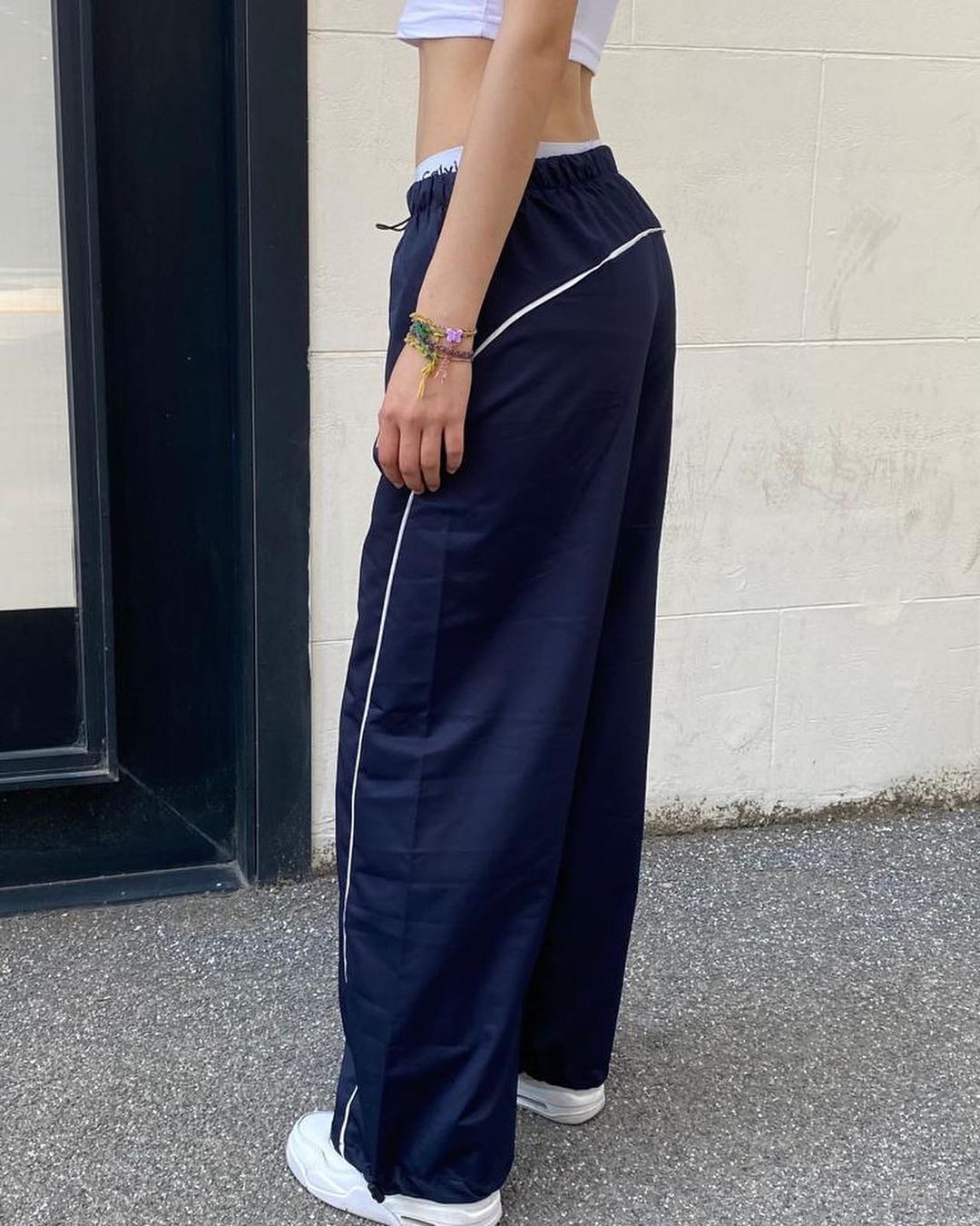 Navy Blue Single Stripe Unisex Trackpants