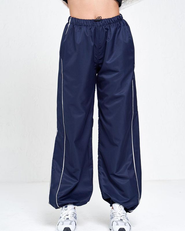 Navy Blue Double Stripe Unisex Trackpants