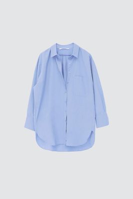 Blue Single Pocket Basic Shirt