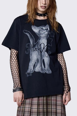Punk Kitty Print T-Shirt