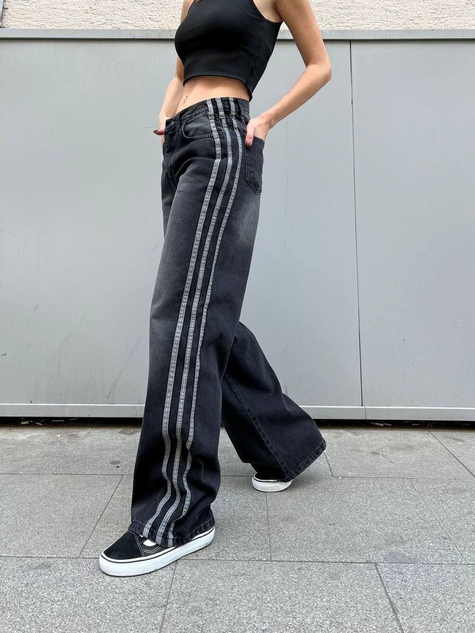 Fumed Black Baggy Draw Jeans
