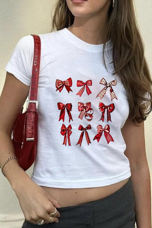 Red Ribbons Crop Top