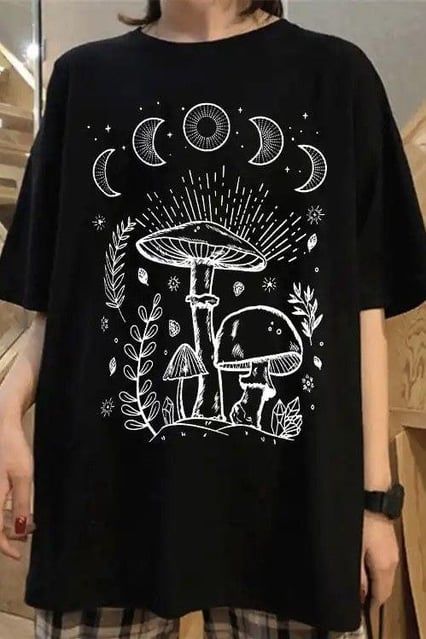 Black Mushroom Oversized Unisex Tshirt