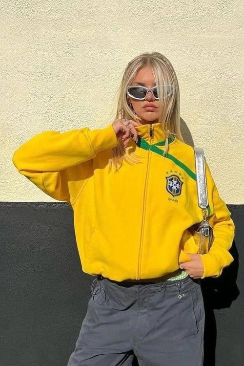 Yellow Unisex Brasil Jacket
