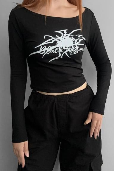 Black Widow Spider Crop Top
