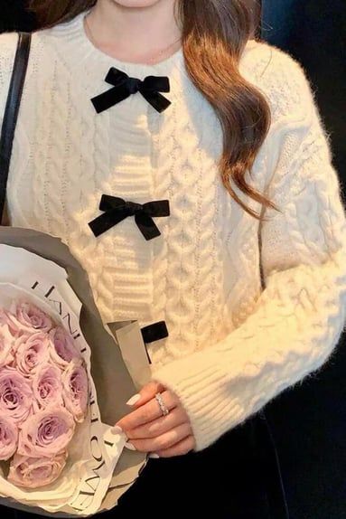 Ribbon Detail White Cardigan