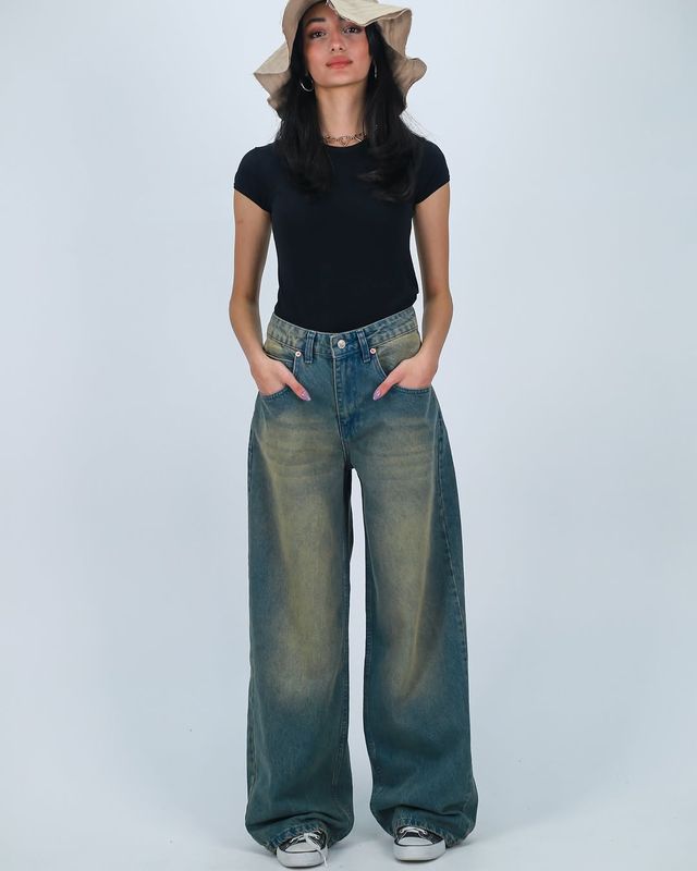 Green Tinted Extra Baggy Jeans